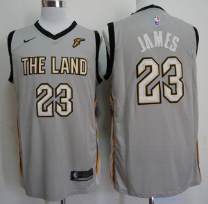 Maillot NBA Pas Cher Cleveland Cavaliers LeBron James 23 Gris Ville 2017/18