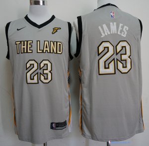 Maillot NBA Pas Cher Cleveland Cavaliers LeBron James 23 Gris Ville 2017/18