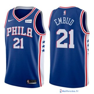 Maillot NBA Pas Cher Philadelphia Sixers Joel Embiid 21 Bleu 2017/18