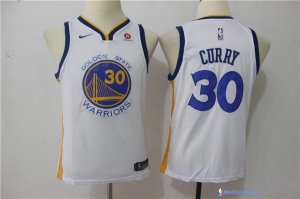 Maillot NBA Pas Cher Golden State Warriors Junior Stephen Curry 30 Blanc 2017/18