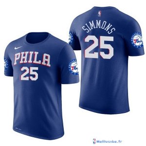 Maillot Manche Courte Philadelphia Sixers Ben Simmons 25 Bleu 2017/18