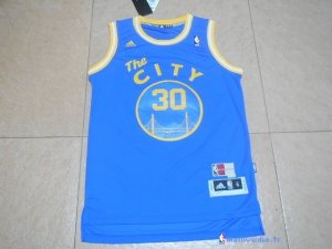 Maillot NBA Pas Cher Golden State Warriors Stephen Curry 30 Retro City Bleu