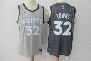 Maillot NBA Pas Cher Minnesota Timberwolves Karl Anthony Towns 32 Nike Gris Ville 2017/18