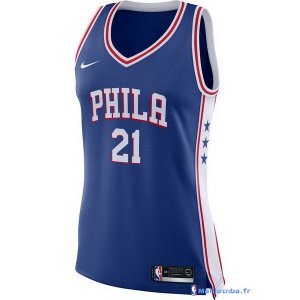 Maillot NBA Pas Cher Philadelphia Sixers Femme Joel Embiid 21 Bleu Icon 2017/18