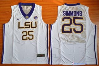 Maillot NCAA Pas Cher LSU Bobby Simmons 25 Blanc