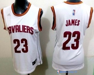 Maillot NBA Pas Cher Cleveland Cavaliers Femme LeBron James 23 Blanc Bande