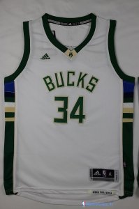 Maillot NBA Pas Cher Milwaukee Bucks Junior Giannis Antetokounmpo 34 Blanc