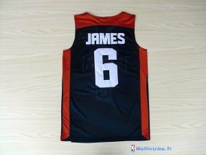 Maillot NBA Pas Cher USA 2012 James 6 Noir