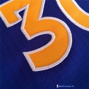 Maillot NBA Pas Cher Golden State Warriors Stephen Curry 30 Retro Bleu Jaune