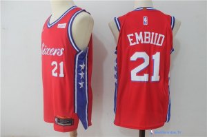 Maillot NBA Pas Cher Philadelphia Sixers Joel Embiid 21 Rouge 2017/18