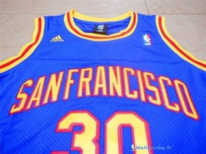 Maillot NBA Pas Cher Golden State Warriors Stephen Curry 30 Retro Bleu