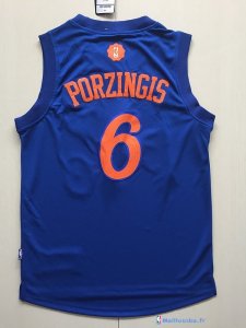 Maillot NBA Pas Cher Noël New York Knicks Kristaps Porzingis 6 Bleu