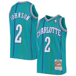 Charlotte Hornets Larry Johnson Mitchell & Ness Teal 1992-93 Hardwood Classics Swingman Jersey