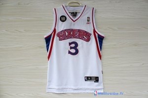 Maillot NBA Pas Cher Philadelphia Sixers Allen Iverson 3 10 Anniversaire Blanc