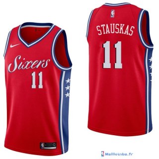 Maillot NBA Pas Cher Philadelphia Sixers Nik Stauskas 11 Rouge Statement 2017/18