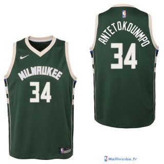 Maillot NBA Pas Cher Milwaukee Bucks Junior Giannis Antetokounmpo 34 Vert Icon 2017/18