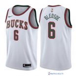 Maillot NBA Pas Cher Milwaukee Bucks Eric Bledsoe 6 Retro Blanc 2017/18