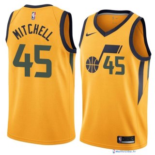 Maillot NBA Pas Cher Utah Jazz Donovan Mitchell 45 Jaune Statement 2017/18