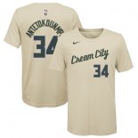 Milwaukee Bucks Giannis Antetokounmpo Nike White 2019/20 City Edition Name & Number T-Shirt