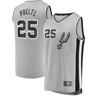 San Antonio Spurs Jakob Poeltl Fanatics Branded Silver Fast Break Replica Player Jersey - Statement Edition