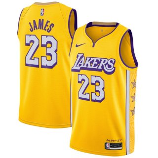 Nike LeBron James Yellow Los Angeles Lakers 2019/20 Finished Swingman Jersey – City Edition