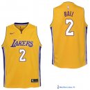 Maillot NBA Pas Cher Los Angeles Lakers Junior Lonzo Ball 2 Jaune Icon 2017/18