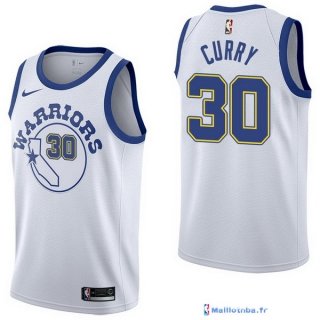 Maillot NBA Pas Cher Golden State Warriors Stephen Curry 30 Nike Retro Blanc 2017/18