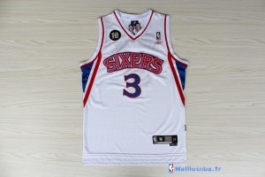 Maillot NBA Pas Cher Philadelphia Sixers Allen Iverson 3 10 Anniversaire Blanc