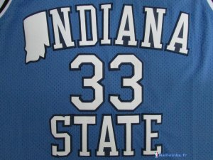 Maillot NCAA Pas Cher Indiana State Sycamores Larry Joe Bird 33 Bleu