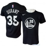 Maillot Manche Courte Golden State Warriors Kevin Durant 35 Nike Noir