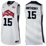 Maillot NBA Pas Cher USA 2012 Anthony 15 Blanc