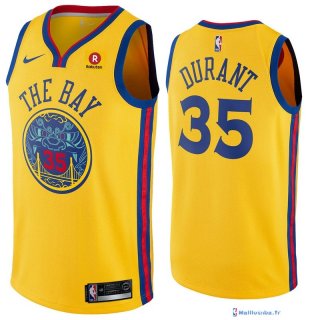 Maillot NBA Pas Cher Golden State Warriors Kevin Durant 35 Jaune Ville 2017/18