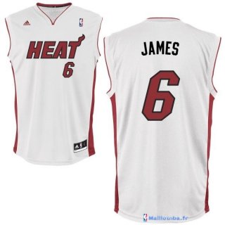 Maillot NBA Pas Cher Miami Heat LeBron James 6 Blanc Rouge