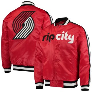 Portland Trail Blazers Starter Red The Offensive Varsity Satin Full-Snap Jacket