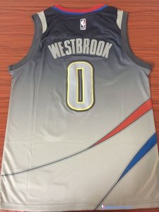 Maillot NBA Pas Cher Oklahoma City Thunder Russell Westbrook 0 Nike Gris Ville 2017/18