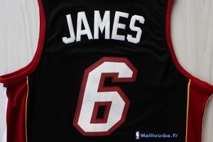 Maillot NBA Pas Cher Miami Heat LeBron James 6 Noir Rouge