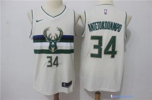 Maillot NBA Pas Cher Milwaukee Bucks Giannis Antetokounmpo 34 Nike Crema Ville 2017/18