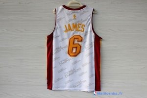 Maillot NBA Pas Cher Miami Heat LeBron James 6 Blanc Or