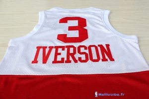 Maillot NBA Pas Cher Philadelphia Sixers Allen Iverson 3 Retro Blanc Rouge