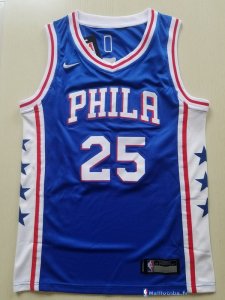 Maillot NBA Pas Cher Philadelphia Sixers Junior Ben Simmons 25 Bleu Icon 2017/18