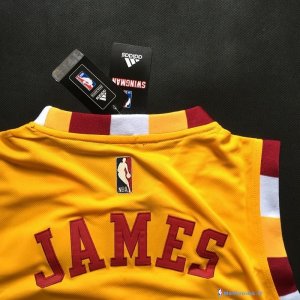 Maillot NBA Pas Cher Cleveland Cavaliers LeBron James 23 Jaune Dentelle