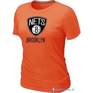 T-Shirt NBA Pas Cher Femme Brooklyn Nets Orange