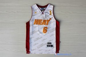 Maillot NBA Pas Cher Miami Heat LeBron James 6 Blanc Or