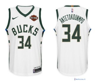 Maillot NBA Pas Cher Milwaukee Bucks Giannis Antetokounmpo 34 Blanc 2017/18