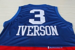 Maillot NBA Pas Cher Philadelphia Sixers Allen Iverson 3 Retro Bleu Rouge