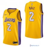 Maillot NBA Pas Cher Los Angeles Lakers Lonzo Ball 2 Jaune Icon 2017/18