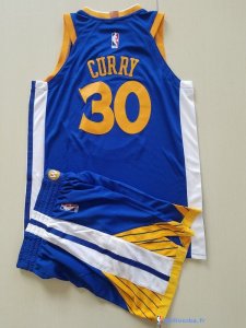 Maillot NBA Pas Cher Golden State Warriors Junior Stephen Curry 30 Ensemble Complet Bleu 2017/18