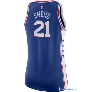 Maillot NBA Pas Cher Philadelphia Sixers Femme Joel Embiid 21 Bleu Icon 2017/18