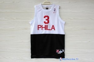 Maillot NBA Pas Cher Philadelphia Sixers Allen Iverson 3 Retro Blanc Noir