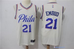 Maillot NBA Pas Cher Philadelphia Sixers Joel Embiid 21 Nike Crema Ville 2017/18